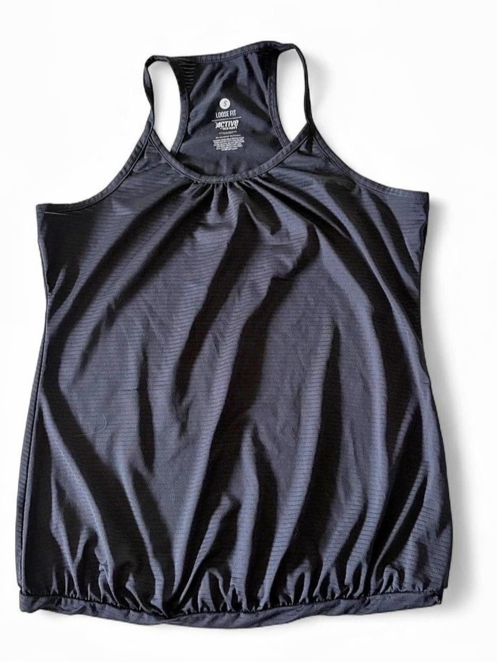 Old Navy black activewear tank top w subtle horizontal stripes Sz S